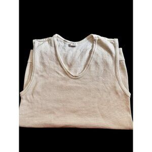 Neffel co. Sweatshirt size M Cream sleeveless V-neck ribbed hem shirt women